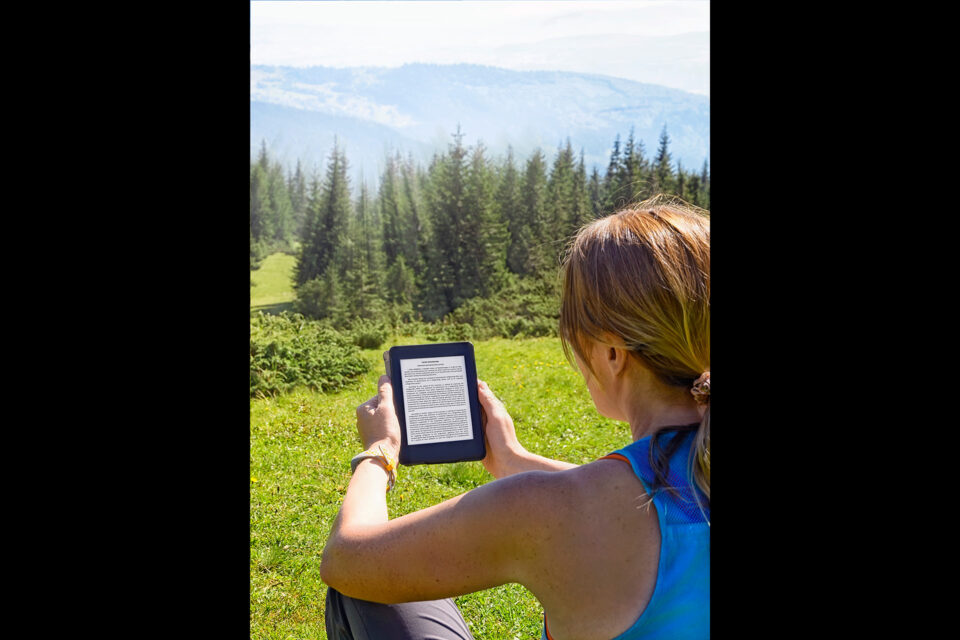 woman reading ebook